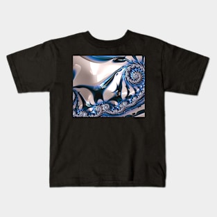 Blue Golden Fractal Kids T-Shirt